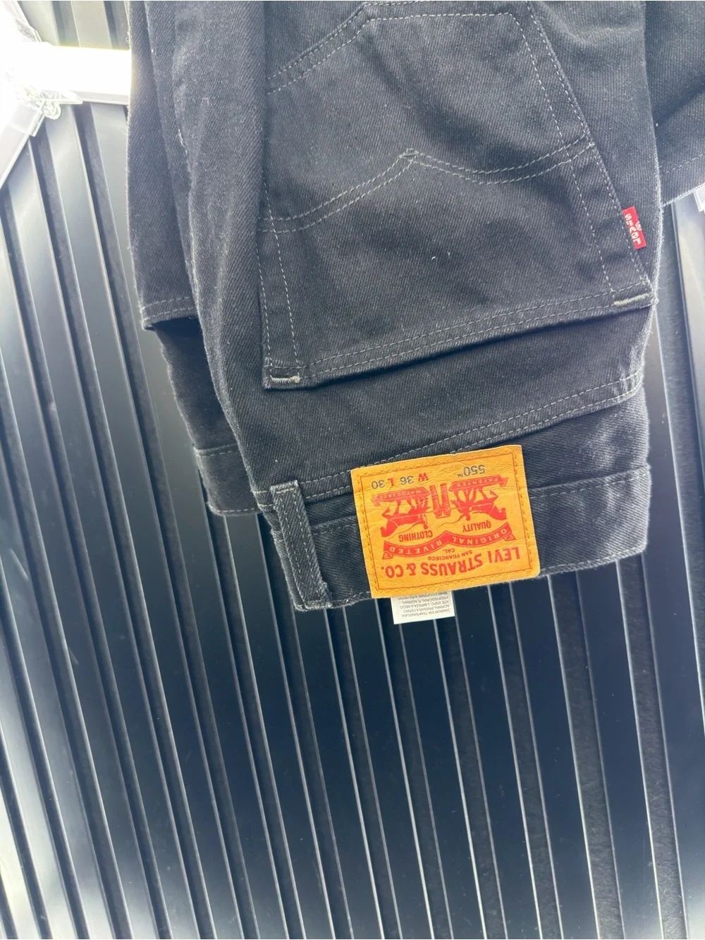Levi's Men's Black Cargo Denim Pants with Patch Logo